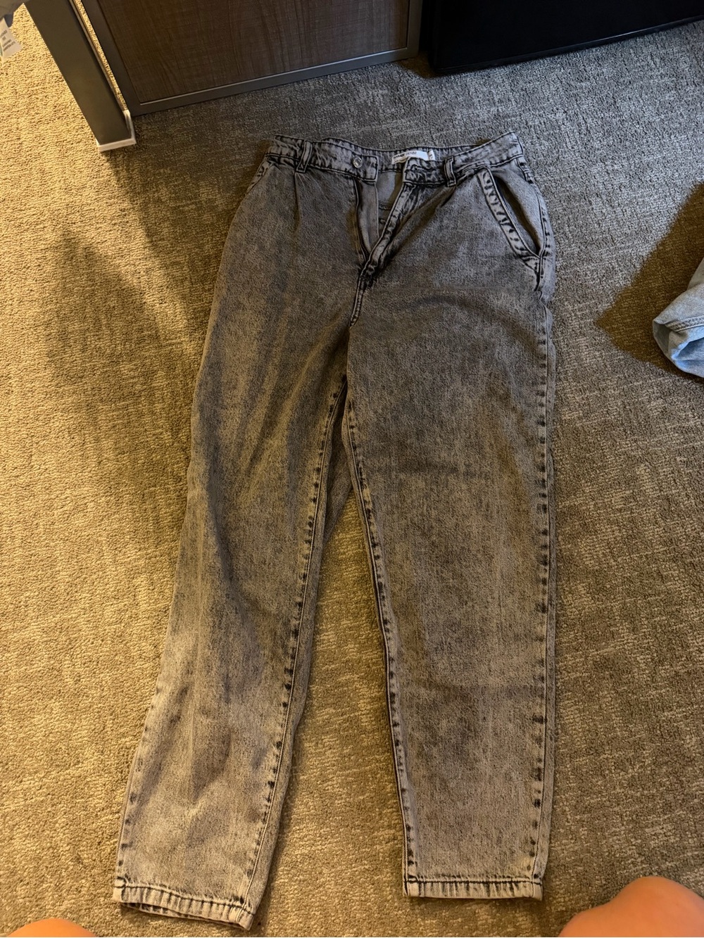 Classic Grey Acid-Wash Jeans